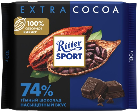 Плиточный шоколад РиттСпорт100 какао